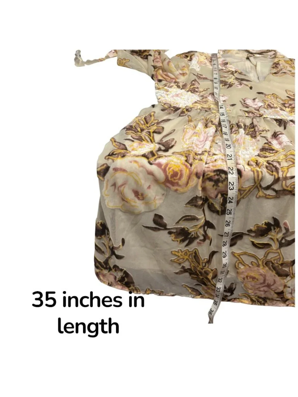 Luxe Apothetique Floral Burnout Velvet Mini Dress M Romantic Boho Bell Sleeve - Picture 10 of 10